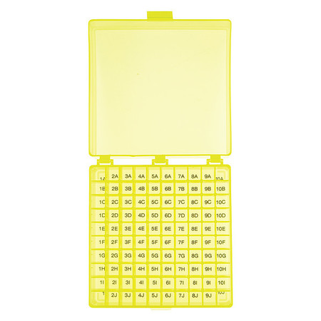 HEATHROW SCIENTIFIC Tube Storage Box, Yellow, 100 Well, PK5 HS120203