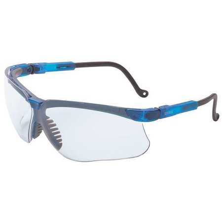 HONEYWELL UVEX Genesis Safety Glasses, Anti-Fog, Anti-Scratch, Half-Frame, Vapor Blue Frame, Clear Lens S3240HS