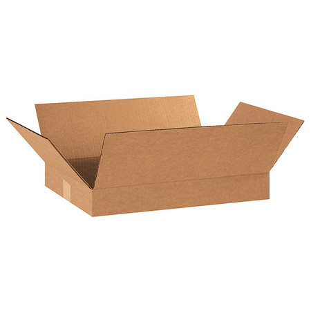 ZORO SELECT Flat Corrugated Boxes, 18" x 12" x 2", Kraft, 25/Bundle 55VH37