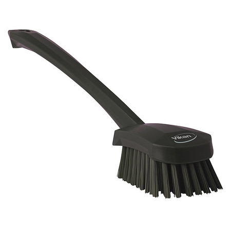 Vikan 2 3/4 in W Scrub Brush, Stiff, 11 51/64 in L Handle, 4 1/2 in L Brush, Black, Plastic 41869
