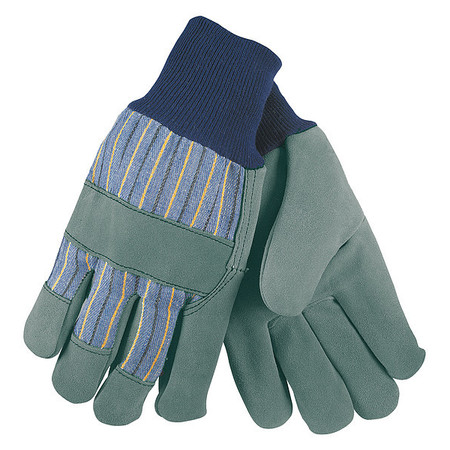 MCR SAFETY Leather Gloves, Blue/Gray, L, PK12 1420A