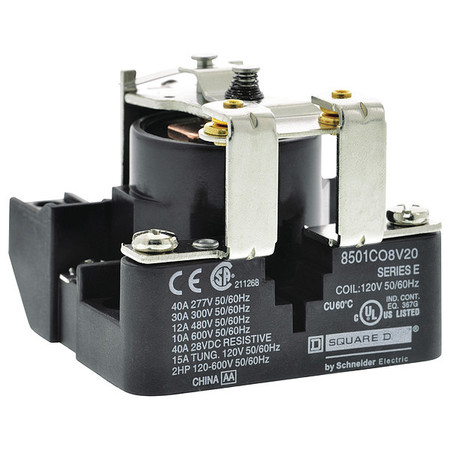 SCHNEIDER ELECTRIC Open Power Relay, Surface Mounted, SPST-NC, 480V AC, 4 Pins, Poles 8501CO8V29