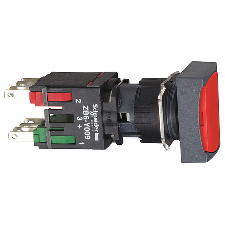 SCHNEIDER ELECTRIC Push Button, 16 mm, 1 NO/1 NC, Red XB6DA45B