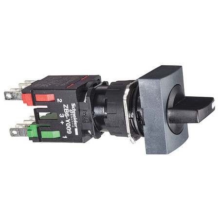 SCHNEIDER ELECTRIC Selector Switch, 3 Pos, 16 mm, Black XB6DD225B