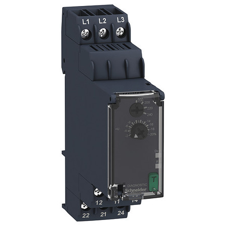 SCHNEIDER ELECTRIC Phase Monitor Relay, 9 Pins, 200-240V AC RM22TU21