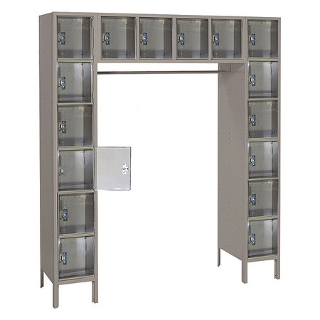 LYON Box Locker, (4) Wide, (6) Tier, Steel, Gray, Powder Coated Finish, 69 in W, 18 in D, 78 in H DD5990PC