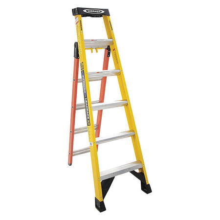 WERNER Multipurpose Ladder, Stepladder, Straight Configuration, 9 ft, Fiberglass, 375 lb Load Capacity LDP7306