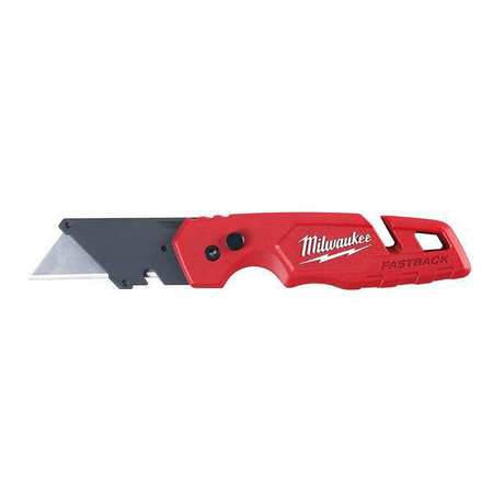 Milwaukee Tool 6-7/8 in. FASTBACK General Purpose Compact Folding Utility Knife with 5 Blade Storage in Red 48-22-1502