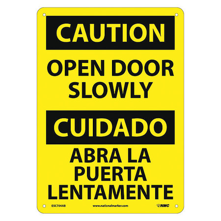 NMC Caution Open Door Slowly Sign - Bilingual, ESC704AB ESC704AB