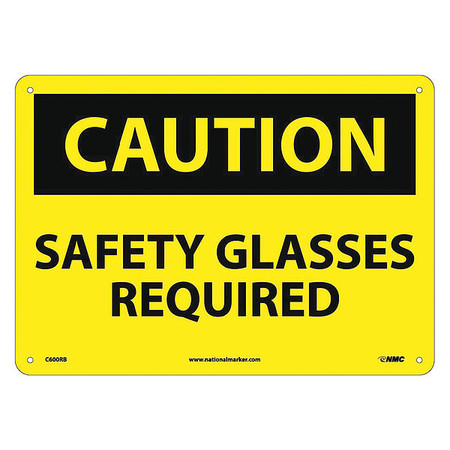 NMC Caution Safety Glasses Required Sign C600RB