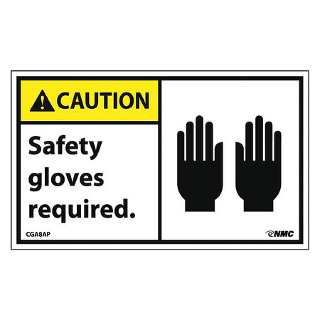 NMC Caution Safety Gloves Required Label, Pk5 CGA8AP