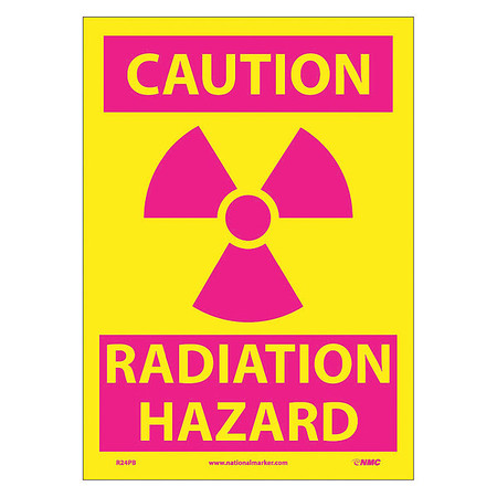 NMC Caution Radiation Hazard Sign, 14 in Height, 10 in Width, Pressure Sensitive Vinyl R24PB