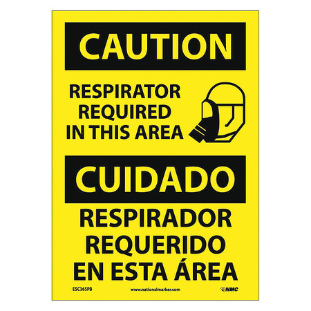 NMC Caution Respirator Required Sign - Bilingual ESC365PB