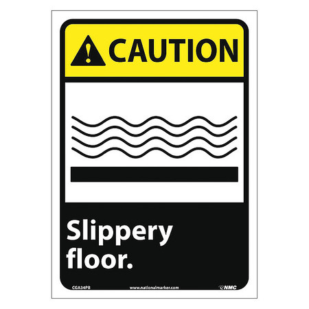 NMC Caution Slippery Floor Sign, CGA34PB CGA34PB