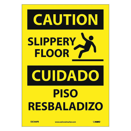NMC Caution Slippery Floor Sign - Bilingual, ESC366PB ESC366PB