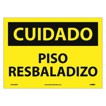 NMC Caution Slippery Floor Sign - Spanish, SPC366PB SPC366PB