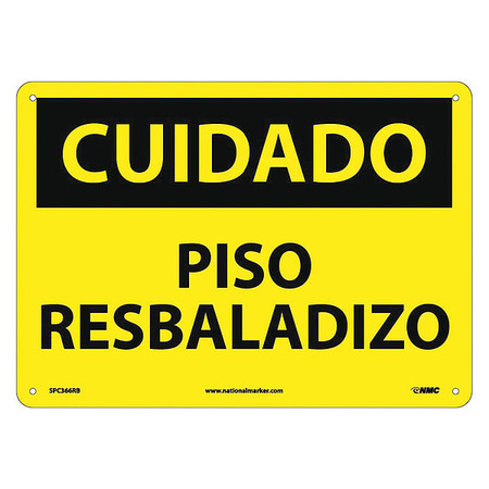 NMC Caution Slippery Floor Sign - Spanish, SPC366RB SPC366RB