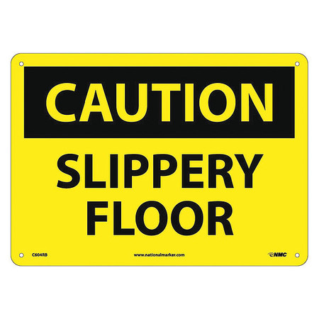 NMC Caution Slippery Floor When Wet Sign, C604RB C604RB
