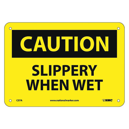 NMC Caution Slippery When Wet Sign, C57A C57A