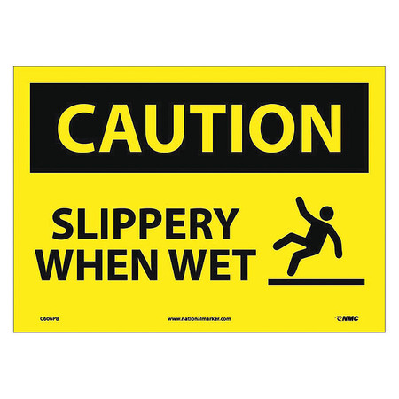 NMC Caution Slippery When Wet Sign, C606PB C606PB