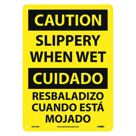 NMC Caution Slippery When Wet Sign - Bilingual, ESC57RB ESC57RB