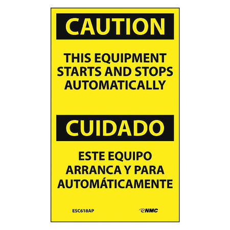 NMC Caution This Equipment Starts And Stops Automaticallylabel, Bili, Pk5 ESC618AP