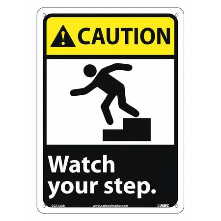 NMC Caution Watch Your Step Sign, CGA12AB CGA12AB