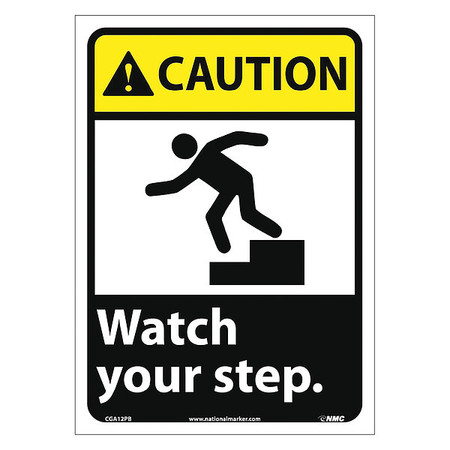 NMC Caution Watch Your Step Sign, CGA12PB CGA12PB