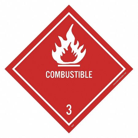 NMC Combustible 3 Dot Placard Label, Pk25 DL9AP