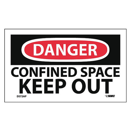 NMC Confined Space Keep Out Label, Pk5 D372AP