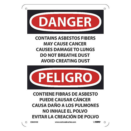 NMC Contains Fibers May Cause Cancer Avoid Creating Dust Sign, Bili, ESD24AB ESD24AB