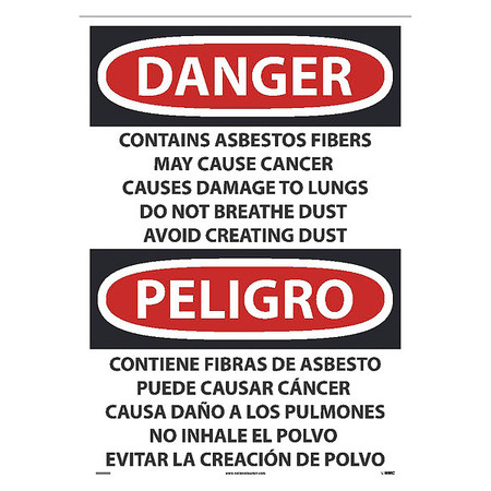 NMC Contains Fibers May Cause Cancer Avoid Creating Dust Sign, Bili, Width: 20" ESD24PD