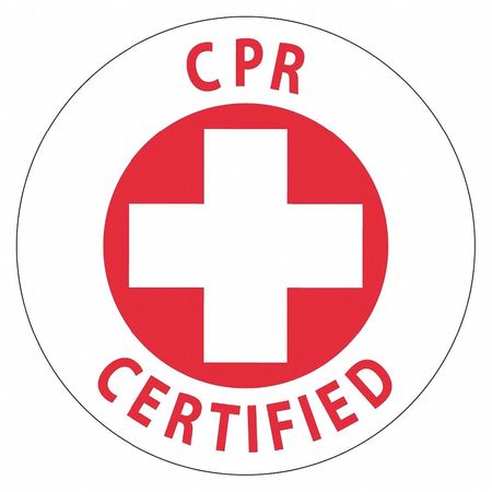 NMC CPR Certified Hard Hat Label, Pk25, Material: Pressure Sensitive Vinyl HH22