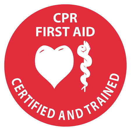 NMC CPR First Aid Certified And Trained Hard Hat Label, Pk25 HH55