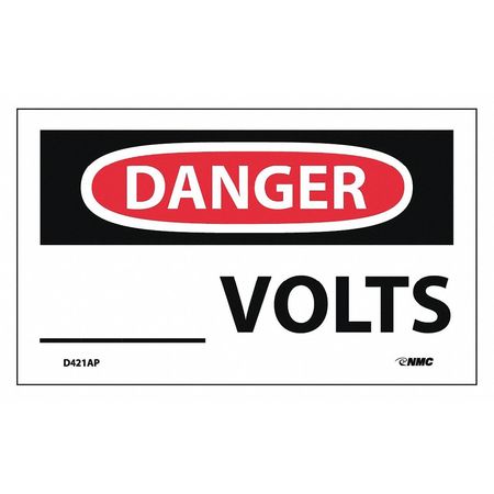 NMC Danger ___ Volts Label, Pk5, D421AP D421AP