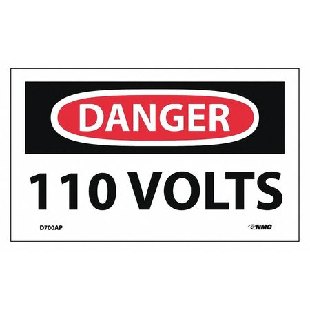 NMC Danger 110 Volts Label, Pk5, D700AP D700AP