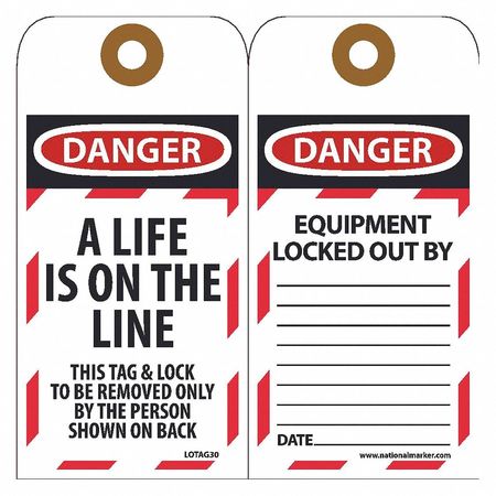 NMC Danger A Life Is On The Line Tag, Pk10 LOTAG30