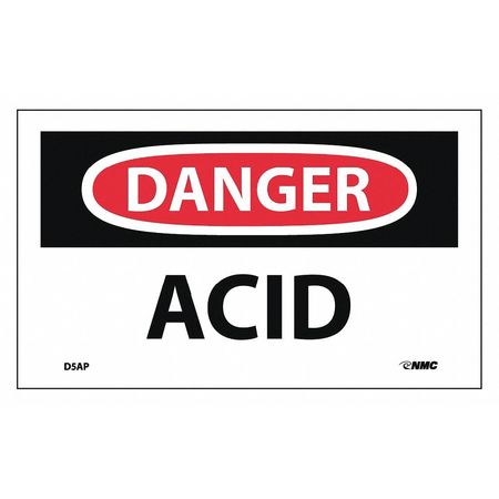 NMC Danger Acid Label, Pk5 D5AP