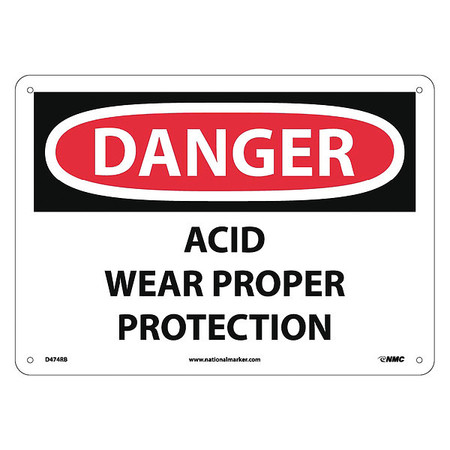 NMC Danger Acid Wear Proper Protection Sign D474RB