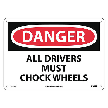 NMC Danger All Drivers Must Chock Wheels Sign, D223AB D223AB