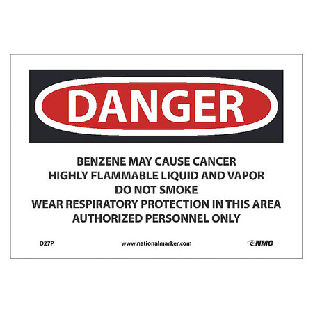 NMC Danger Benzene May Cause Cancer Sign, D27P D27P