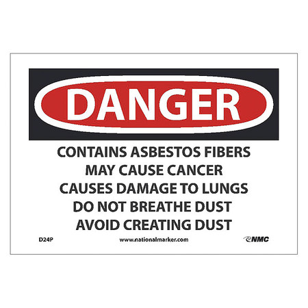 NMC Danger Asbestos May Cause Cancer Sign, Width: 10" D24P