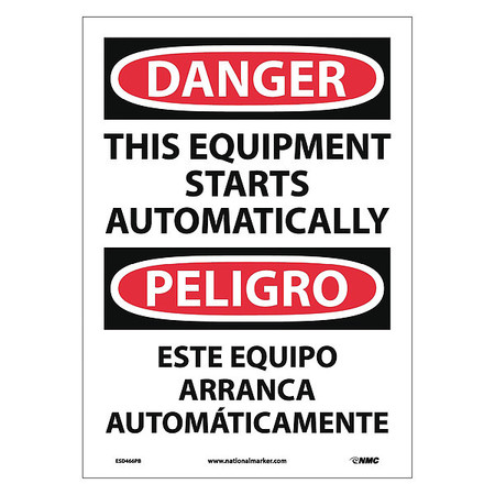 NMC Danger Automatic Equipment Start Sign - Bilingual ESD466PB