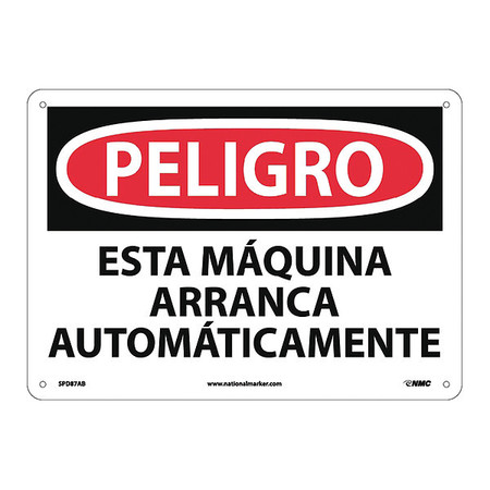 NMC Danger Automatic Machine Start Sign - Spanish, SPD87AB SPD87AB