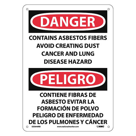 NMC Danger Avoid Creating Dust Sign - Bilingual, ESD640RB ESD640RB