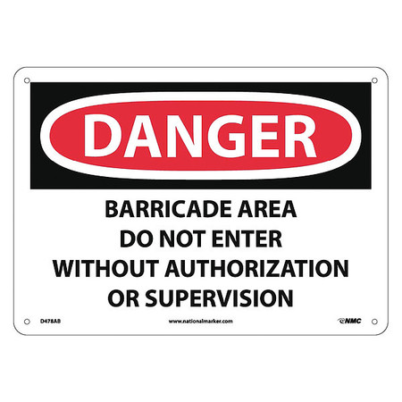 NMC Danger Barricade Area Do Not Enter Sign, D478AB D478AB