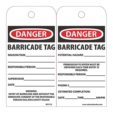 Nmc Danger Barricade Tag TAR128