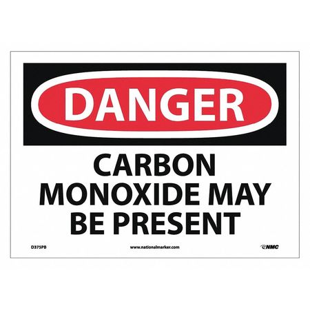 NMC Danger Carbon Monoxide May Be Present Sign, D375PB D375PB
