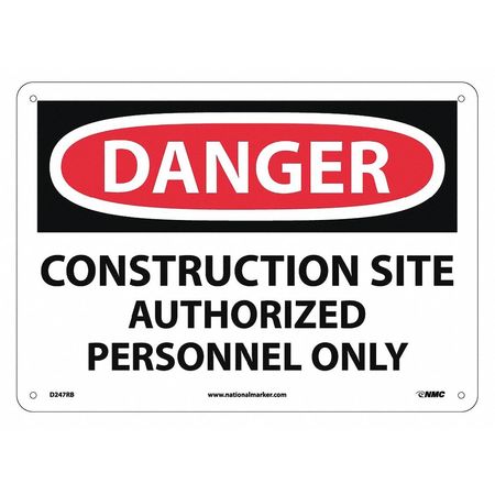 NMC Safety Sign, Construction Site, Rigid Plastic, 10 in x 14 in D247RB