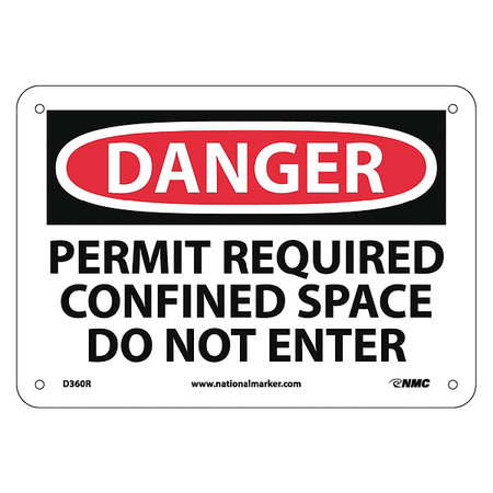 Nmc Danger Confined Space Permit Required Sign, D360R D360R